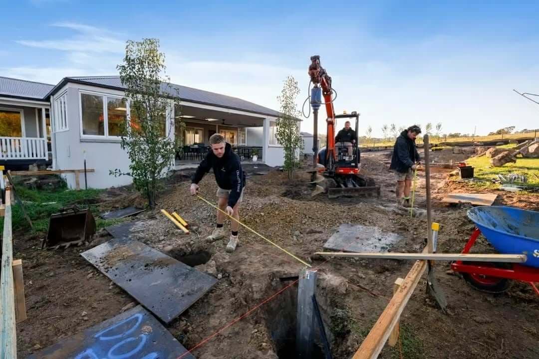 Excavation and site preparation for a residential landscape project in Melbourne